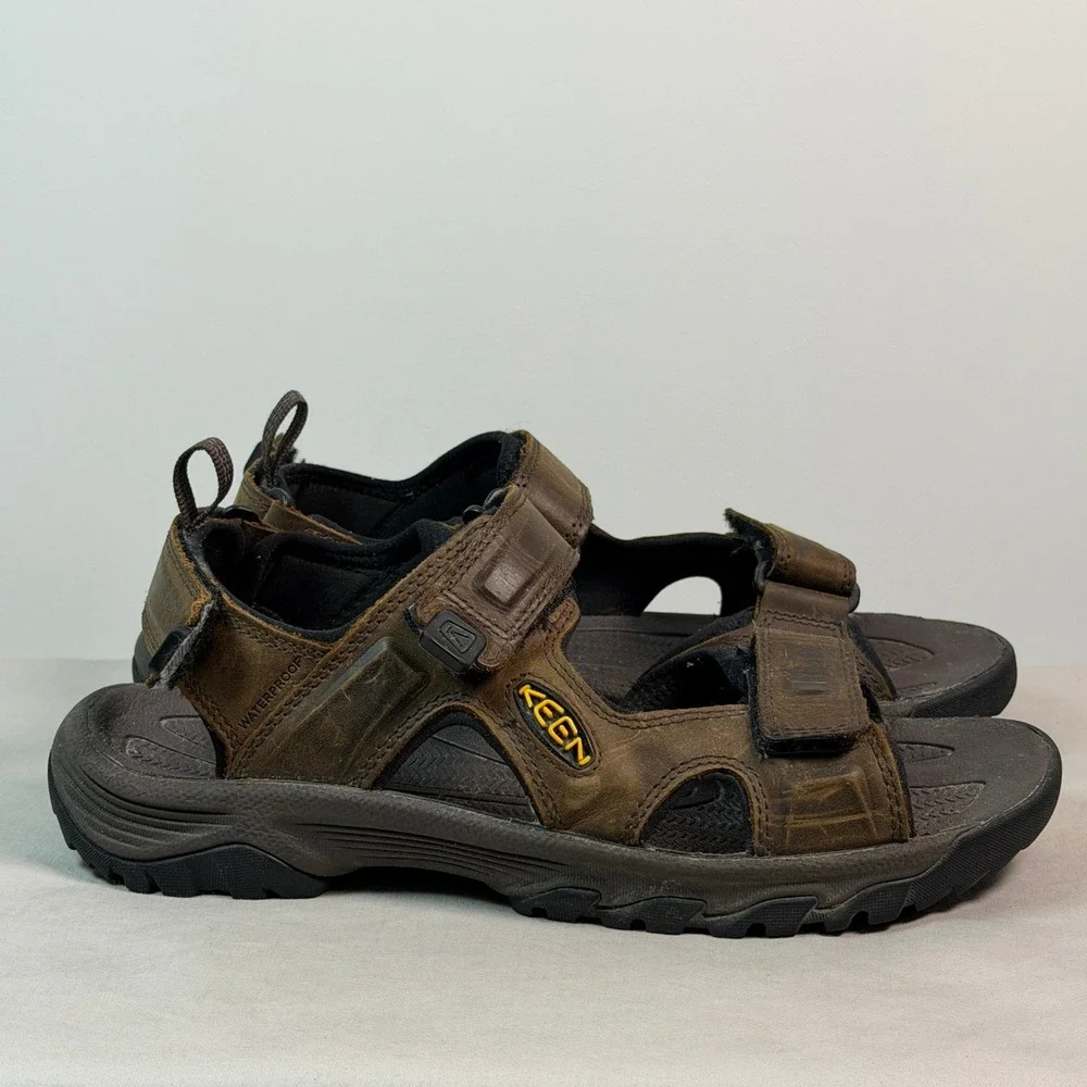 KEEN Targhee III Open Toe Sandals Mens 10.5 Brown Waterproof Leather 1022423